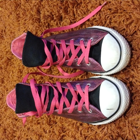 Pink Shimmer Converse Sneakers - Picture 2 of 6